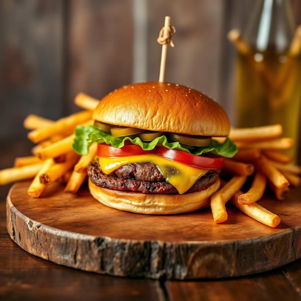 Cheeseburger and fries
